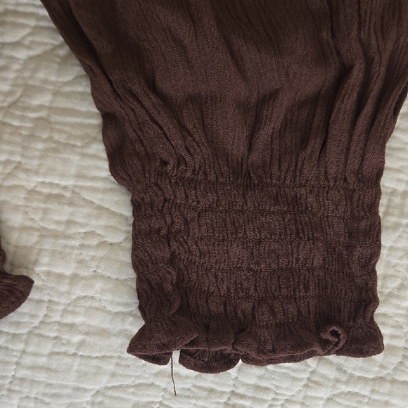 Chocolate Brown Smocked Blouse - Picture 4 of 6